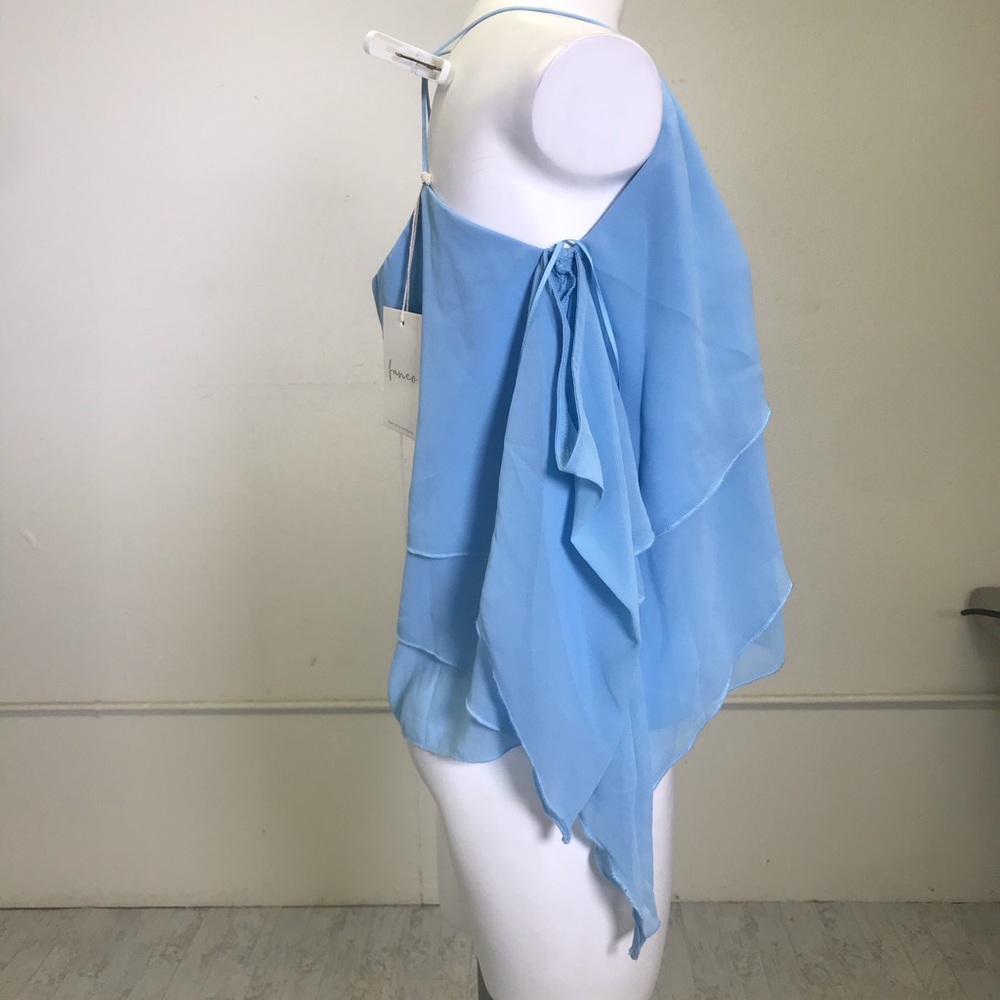 Fanco Blue Ruffle Cold Shoulder Top - Picture 3 of 7